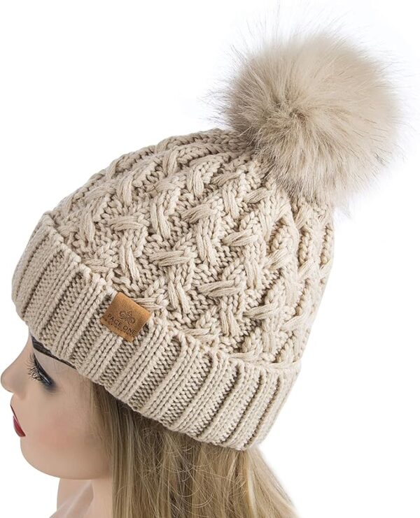 Womens Winter Ribbed Beanie Crossed Cap - Image 2